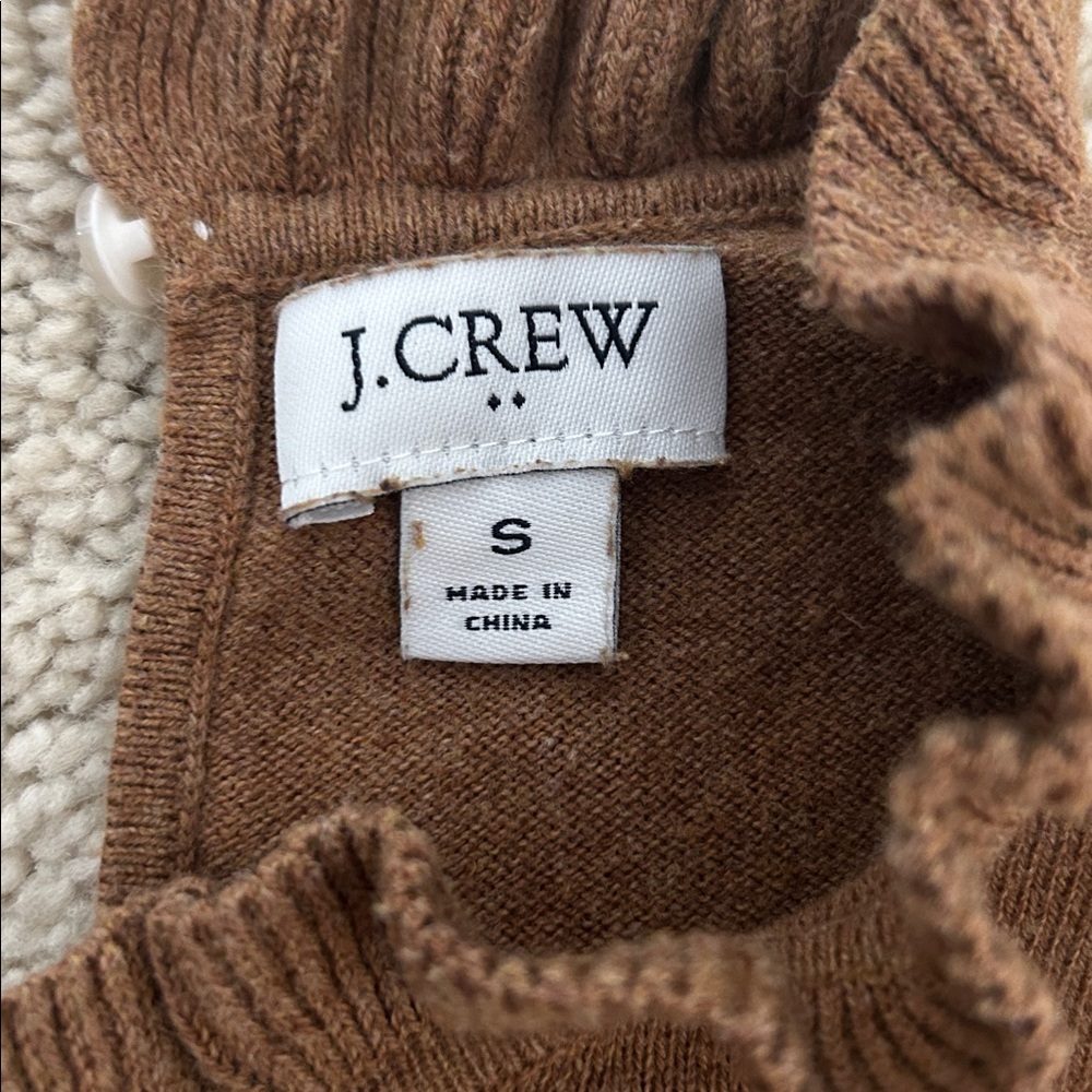 J. Crew Camel Ruffle Sweater - Picture 2 of 3